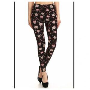 LEGGINGS DEPOT Black Starburst Printed Super Soft Leggings